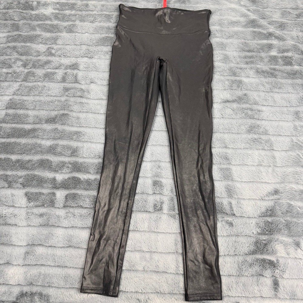 Spanx Faux Leather Leggings Very Black Petite Small 20229P High Rise Shapewear